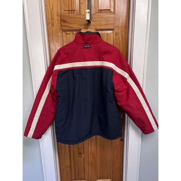 Vintage Mens NAUTICA NX2000 Red/Navy Blue Reversible Gorpcore Reflective Sz L - Picture 3 of 7
